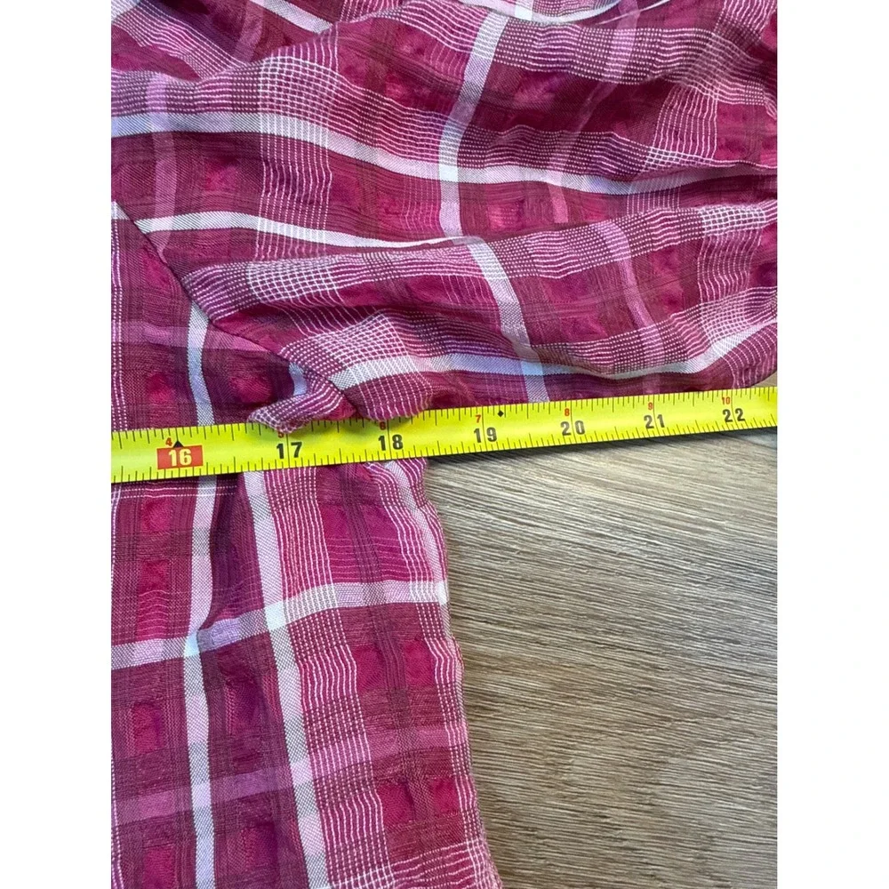 Madewell Pink Plaid‎ Puff Sleeve Top Womens XS